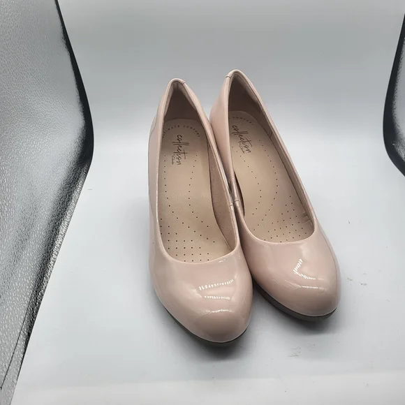 Clark's Collection Champagne Pink Platform Heels Sz.8 - Picture 2 of 12